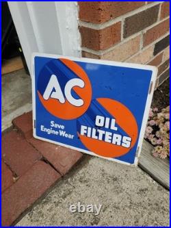 C. 1970s Original Vintage Monroe Shocks Sign Metal Embossed VW Beetle Gas Oil