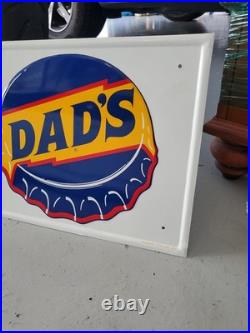 C. 1971 Original Vintage Dad's Rootbeer Sign Metal Embossed Original Draft NOS C. 1971 Original Vintage Dad's Rootbeer Sign Metal Embossed Original Draft NOS