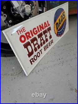 C. 1971 Original Vintage Dad's Rootbeer Sign Metal Embossed Original Draft NOS C. 1971 Original Vintage Dad's Rootbeer Sign Metal Embossed Original Draft NOS