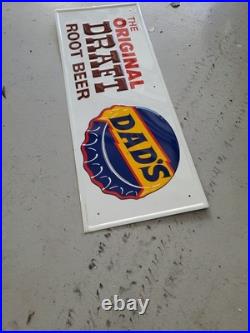 C. 1971 Original Vintage Dad's Rootbeer Sign Metal Embossed Original Draft NOS C. 1971 Original Vintage Dad's Rootbeer Sign Metal Embossed Original Draft NOS