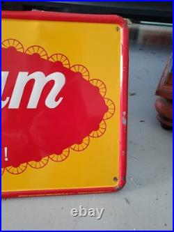 C. 1971 Original Vintage Sunbeam Bread Sign Metal Embossed Batter Whipped Grocery
