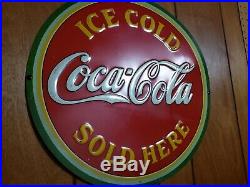 COCA COLA 1933 round sign very nice original early vintage Coke advertising