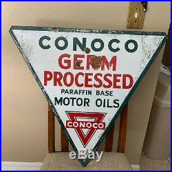 CONOCO GASOLINE porcelain sign vintage gas pump plate minute man service