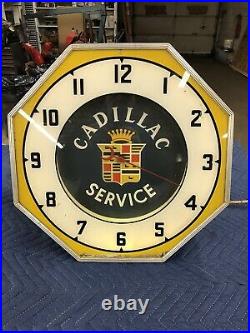 Cadillac Service Clock RARE Vintage Sign Neon Old Original 1930s 1940s 1950s