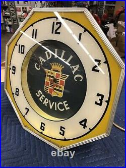 Cadillac Service Clock RARE Vintage Sign Neon Old Original 1930s 1940s 1950s