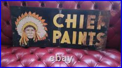 Cheif Paints Double Sided Painted Metal Advertising Sign Guaranteed Old Original