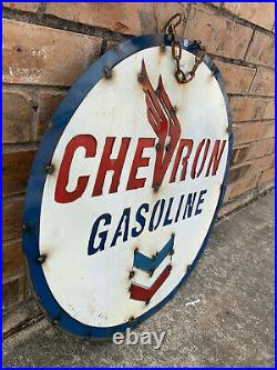 Chevron Gasoline Vintage All-Metal Sign 23 Authentic