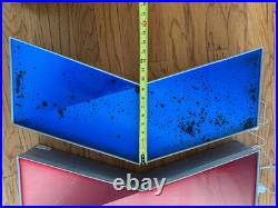 Chevron Vtg Orig Gas Station Advertising Sign Wall Hanging Light-up 2-pieces 28
