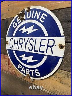 Chrysler Vintage Porcelain Sign Genuine Parts Service Garage Gas Station & Oil