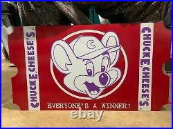 Chuck E Cheese Vintage Everyone's A Winner Ticket Huge Sign Art Showbiz Pizza
