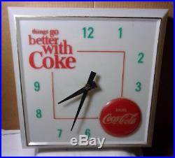 Circa 1960's Vintage Coke Coca Cola Clock Sign Pop Soda Fountain Man Cave