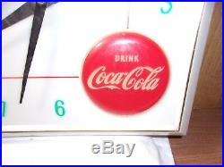 Circa 1960's Vintage Coke Coca Cola Clock Sign Pop Soda Fountain Man Cave