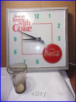 Circa 1960's Vintage Coke Coca Cola Clock Sign Pop Soda Fountain Man Cave