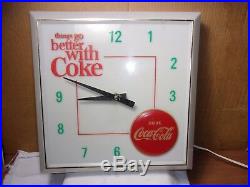 Circa 1960's Vintage Coke Coca Cola Clock Sign Pop Soda Fountain Man Cave