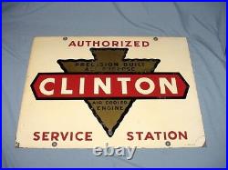 Clinton Air Cooled Gas Engine Vintage Antique Advertising Sign Hit Miss