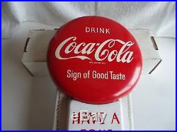 Coca-Cola Button Calendar tin vtg 1950's sign of good taste advertising sign