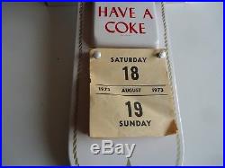 Coca-Cola Button Calendar tin vtg 1950's sign of good taste advertising sign