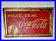 Coca-Cola-Pause-Drink-Large-Metal-Framed-Sign-Original-Vintage-1939-Coke-Soda-01-jr