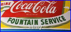 Coca Cola Porcelain Sign Vintage Fountain Service Beverage Bottle Gas Pump Sign