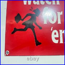 Coca Cola Slow School Zone Officer Porcelain Enamel Vintage Sign Metal 20 x 13