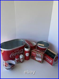 Collection of vintage-style Coca-Cola branded kitchenware, novelty collectibles