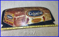 Colonial Bread Vintage Metal Advertising Sign double sided heavy steel original Colonial Bread Vintage Metal Advertising Sign double sided heavy steel original