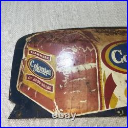 Colonial Bread Vintage Metal Advertising Sign double sided heavy steel original Colonial Bread Vintage Metal Advertising Sign double sided heavy steel original