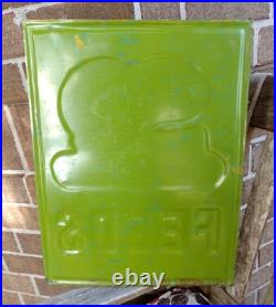 Colorful ORIGINAL EMBOSSED vintage SQ Spartan Quality Feeds ADVERTISING SIGN Colorful ORIGINAL EMBOSSED vintage SQ Spartan Quality Feeds ADVERTISING SIGN
