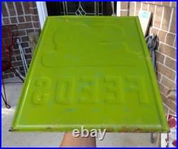 Colorful ORIGINAL EMBOSSED vintage SQ Spartan Quality Feeds ADVERTISING SIGN Colorful ORIGINAL EMBOSSED vintage SQ Spartan Quality Feeds ADVERTISING SIGN