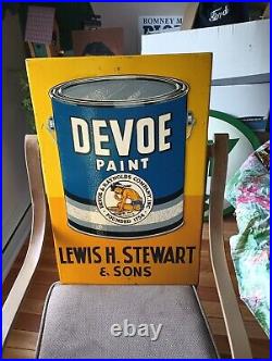 DEVOE PAINT NATIVE AMERICAN INDIAN CHIEF METAL ADVERTISING SIGN Original? Rare