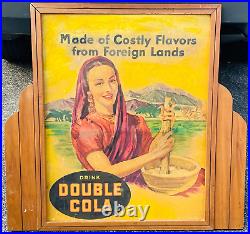DOUBLE COLA Soda Original Antique SIGN Vintage Framed Old Advertising Early 1940