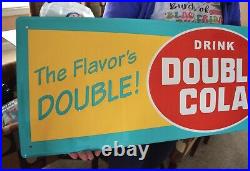 Double Cola 42 Steel Soda Pop Sign. Never Hung. NOS. Made In USA. Mint