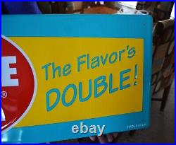 Double Cola 42 Steel Soda Pop Sign. Never Hung. NOS. Made In USA. Mint