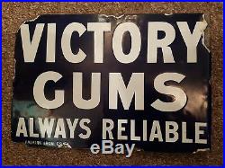 Double Sided Enamel Sign. Antique vintage sign. VICTORY gums. Medicine advert
