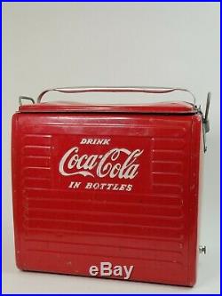 Drink Coca Cola 1950s Ice Chest Cooler Vintage Metal Signs Antique Collectible