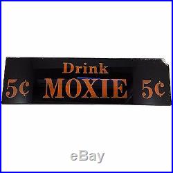 Drink Moxie Glass Sign Vintage Advertising Reverse Painted 5 Cent Black m231