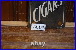 EL PAXO CIGARS STAMPED PAINTED METAL DEALER DOOR PUSH SIGN VINTAGE 1940s STORE