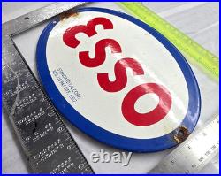 ESSO 12 VINTAGE Genuine FLAT Gas Pump Plate Service Station Porcelain Sign