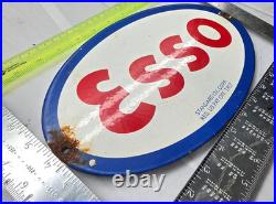 ESSO 12 VINTAGE Genuine FLAT Gas Pump Plate Service Station Porcelain Sign