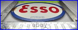 ESSO 12 VINTAGE Genuine FLAT Gas Pump Plate Service Station Porcelain Sign