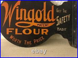 Early Rare Vintage Wingold Flour Flange Advertising Sign Winona Minnesota Mn