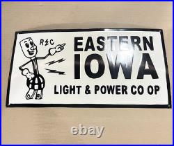 Eastern Iowa Light & Power Co op Porcelain Vintage Enamel Sign Reddy Kilo 29x15