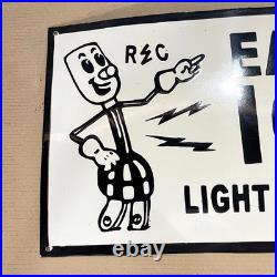 Eastern Iowa Light & Power Co op Porcelain Vintage Enamel Sign Reddy Kilo 29x15