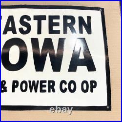 Eastern Iowa Light & Power Co op Porcelain Vintage Enamel Sign Reddy Kilo 29x15