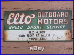 Elto Outboard Motor Metal Tin Sign Fishing Lure Rod Reel Johnson Heddon Gas Oil