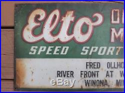 Elto Outboard Motor Metal Tin Sign Fishing Lure Rod Reel Johnson Heddon Gas Oil