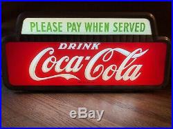 Excellent Vintage 1950 Coca Cola Please Pay When Served Lighted Cashier Sign