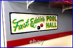 FAST EDDIE'S POOL HALL BILLARD Hand Painted Vintage Advertising Sign Game Room