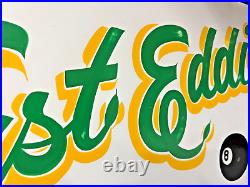 FAST EDDIE'S POOL HALL BILLARD Hand Painted Vintage Advertising Sign Game Room