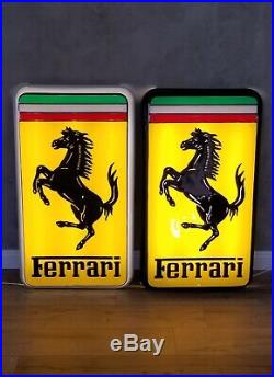 Ferrari Lighted Dealer Sign Vintage. Large 46 x 26 Bright. Black border